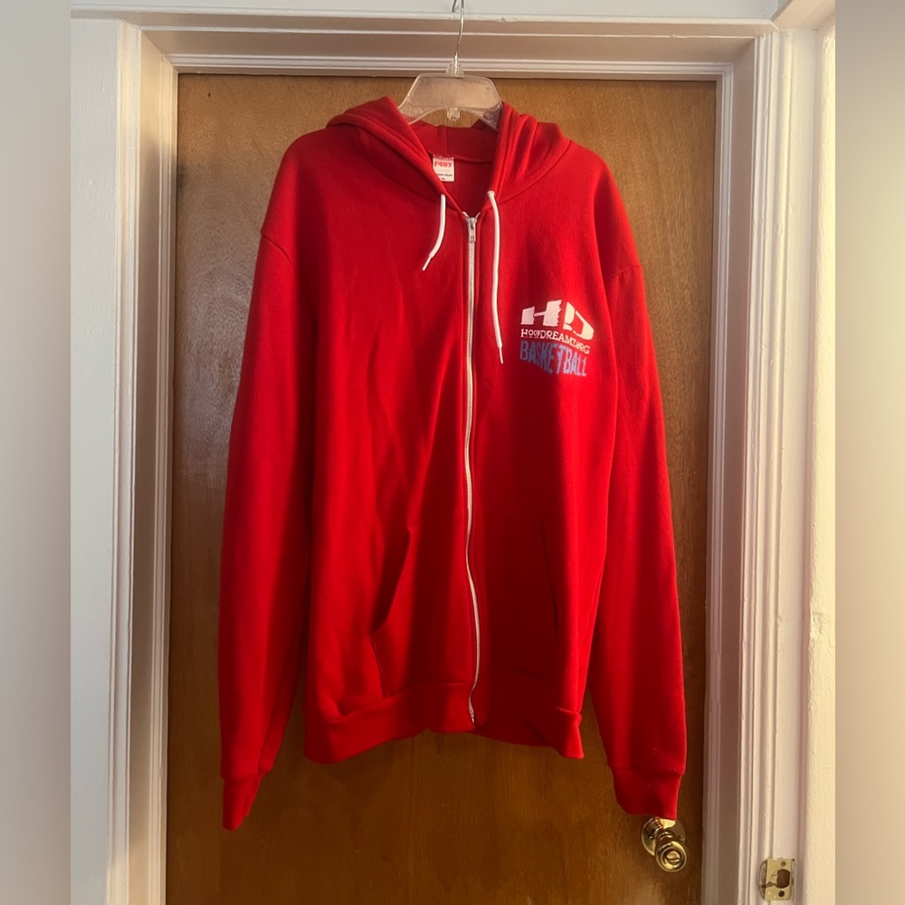 American Apparel F497 Fleece Men’s Red Full Zip Up Hoodie